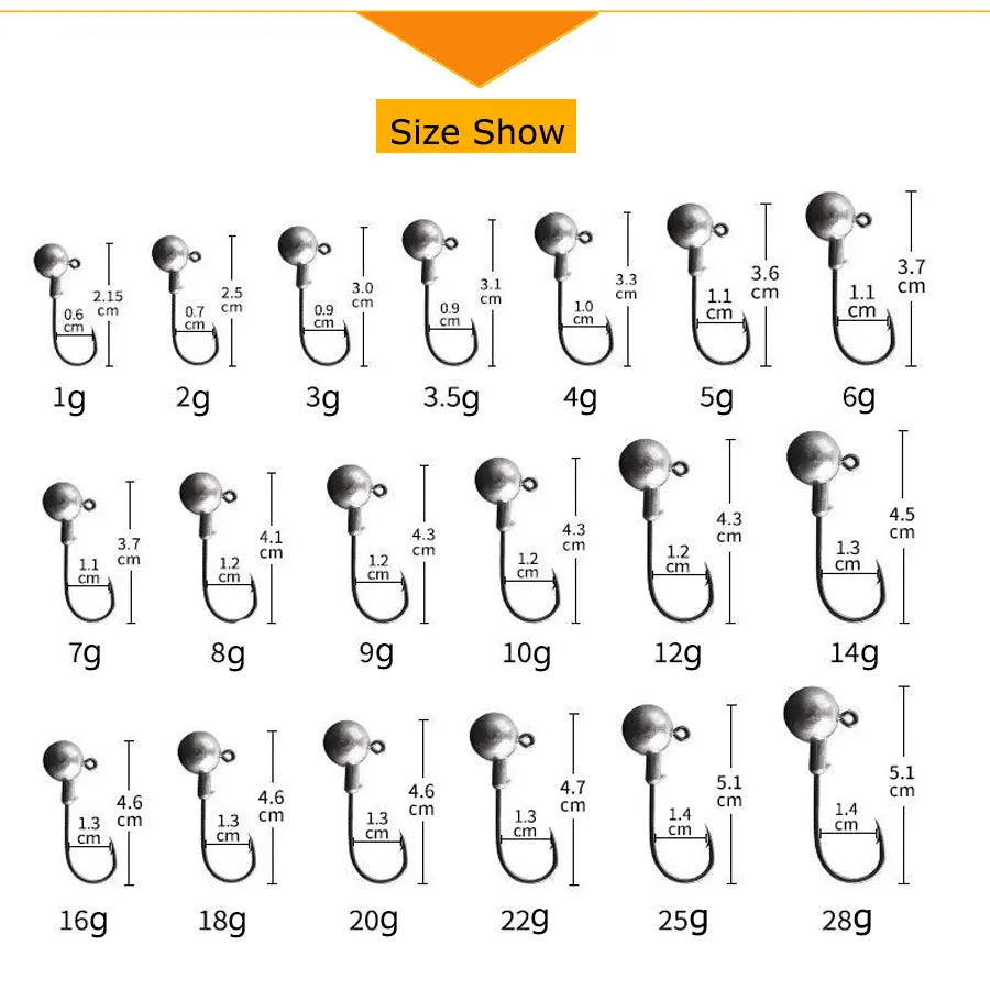 Jigkopf-Set, 30 Stück, verschiedene Gewichte – Produktfoto 2 | FangLotse Ausrüstung