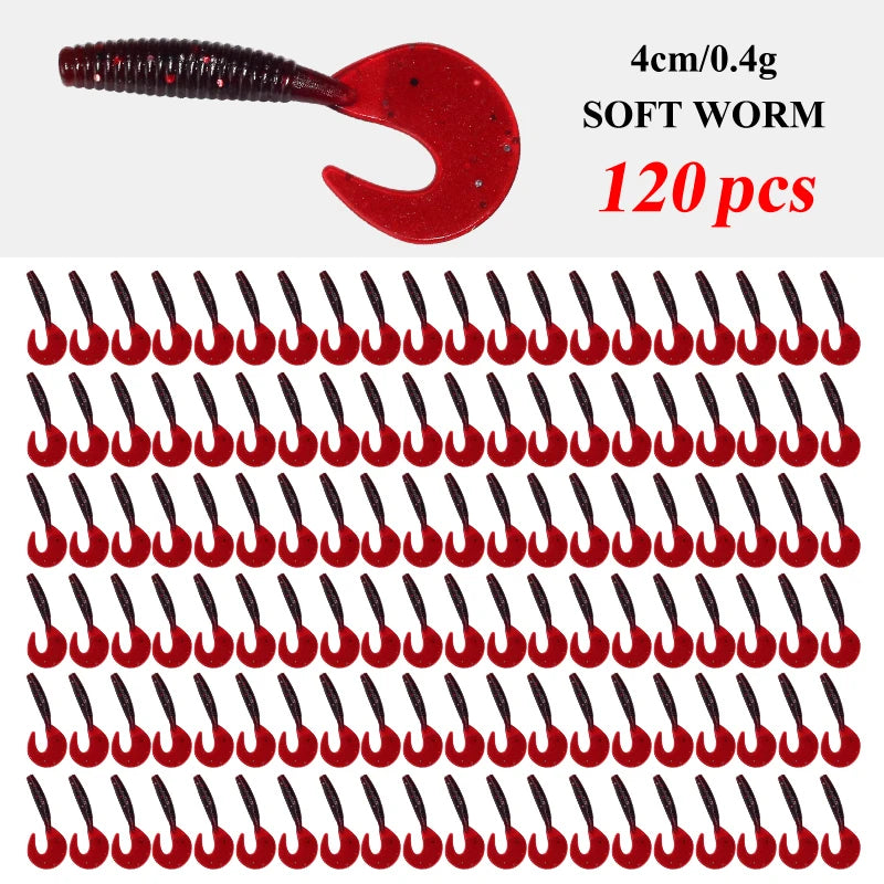 Gummiköder-Set, 120 Stück, verschiedene Farben