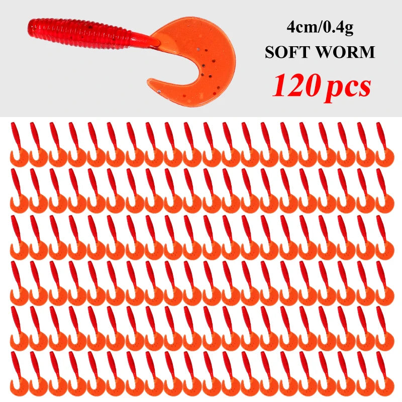Gummiköder-Set, 120 Stück, verschiedene Farben