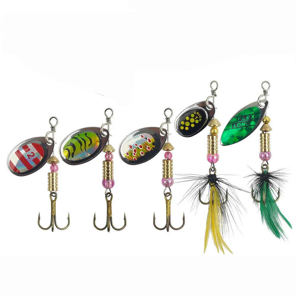 Spinner-Blinker-Set mit Federn und Drillingshaken