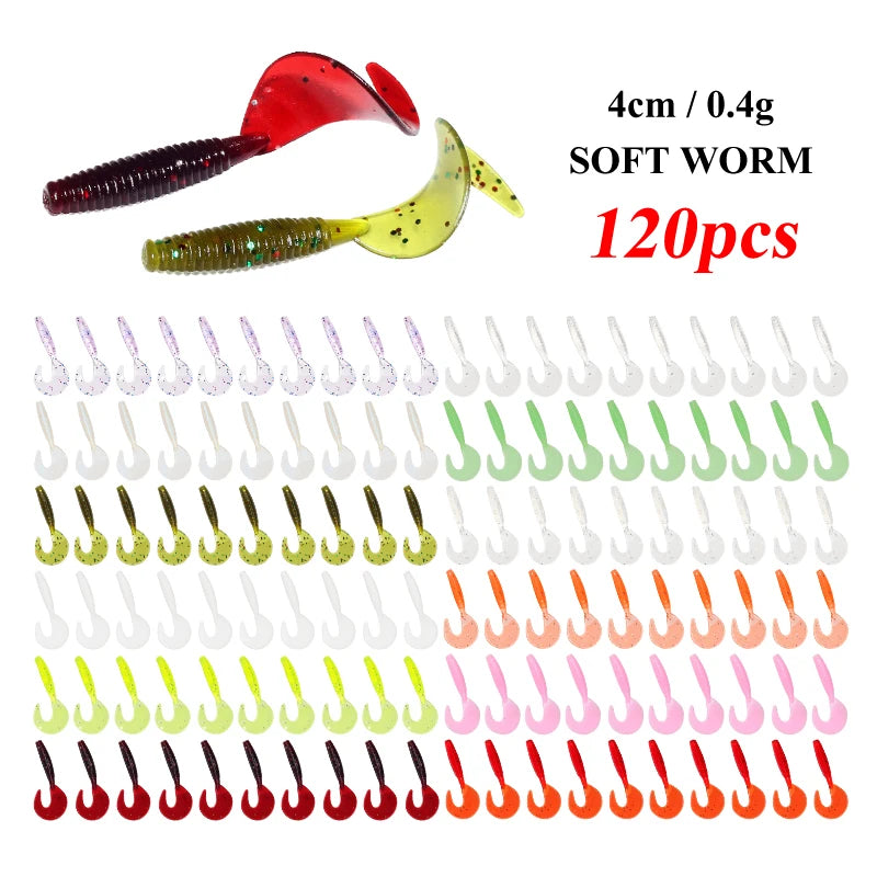 Gummiköder-Set, 120 Stück, verschiedene Farben