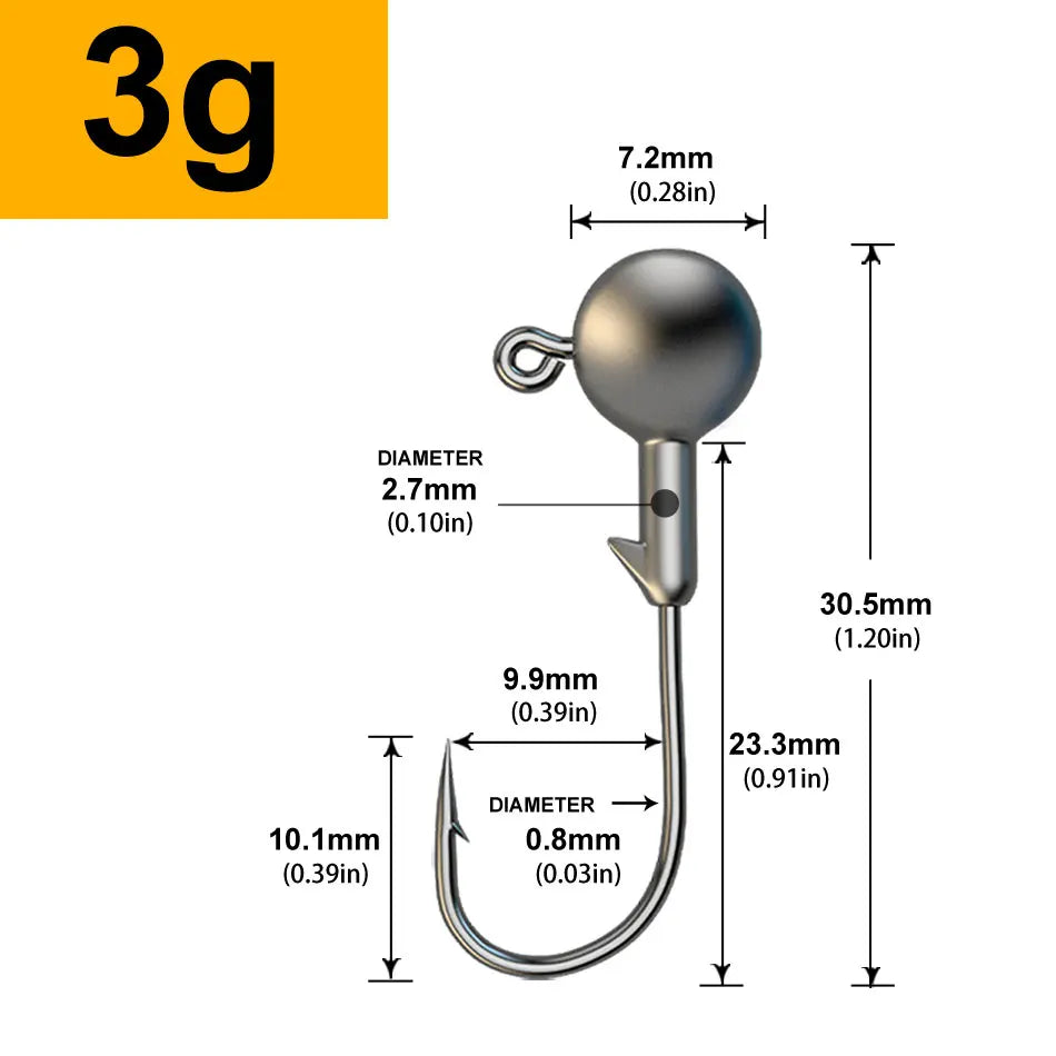 Jigkopf-Set, 30 Stück, verschiedene Gewichte